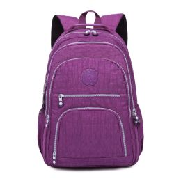 Tegaote Middle School Backpack Nylon Waterproof Large Capacity Simple And Lightweight Computer Bag (Option: Purple-T1377)