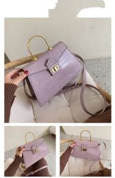 Autumn And Winter New Trendy Fashion Wild One-shoulder Portable Messenger Small Square Bag (Color: Purple)