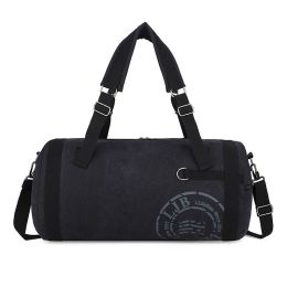 Canvas Large-Capacity Male And Female Students Portable Travel Shoulder Bag Luggage Bag Short-Distance Travel Bag Sports Gym Bag (Option: Big black)