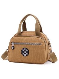 Mulit-Zipper Wateproof Crossbody Bag (Color: Khaki)