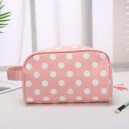 Women's Portable Cosmetic Bag Zipper Multifunctional (Option: Pink Dots)