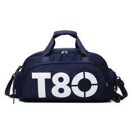 Outdoor Travel Bag Multi-functional Dry Wet Separation Sports Bag Large Capacity Handbag (Color: Dark Blue)