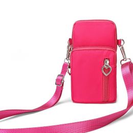 Girls Wallet Wallet Pocket Ladies Messenger Money Bag Card Case Ladies Ladies Wallet Small Bag Mini Shoulder Mobile Phone Bag (Option: Pink-large)