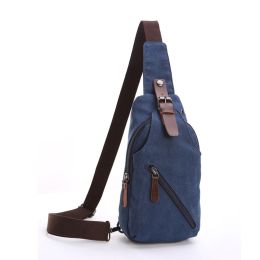 Canvas Chest Pack For Shoulder Or Crossbody Wear (Color: Dark Blue)