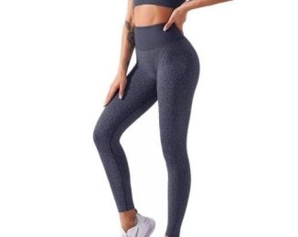 Leopard Print Yoga Fitness Leggings (Color: Gray)