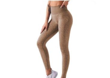 Leopard Print Yoga Fitness Leggings (Color: Brown)