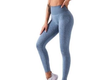 Leopard Print Yoga Fitness Leggings (Color: Blue)