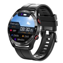 New ECG+PPG Bluetooth Call Smart Watch Men Smart Clock Sports Fitness Tracker Smartwatch For Android IOS PK I9 Smart Watch (Color: Black silicone belt)