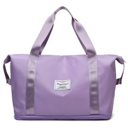 Expandable Large-capacity Travel Fitness Business Trip Bag Multi-color Optional Multi-scene Use Shoulder Bag (Color: Taro purple)