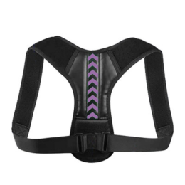 Women Men Univeral Adjustable Back Posture Corrector Shoulder Straightener Brace Neck Pain Relief (Color: Black & Purple)