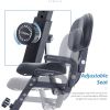 Folding Exercise Bike; Fitness Upright and Recumbent X-Bike with 10-Level Adjustable Resistance; Arm Bands and Backrest