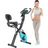 Folding Exercise Bike; Fitness Upright and Recumbent X-Bike with 10-Level Adjustable Resistance; Arm Bands and Backrest