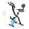 Folding Exercise Bike; Fitness Upright and Recumbent X-Bike with 10-Level Adjustable Resistance; Arm Bands and Backrest