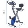 Folding Exercise Bike; Fitness Upright and Recumbent X-Bike with 10-Level Adjustable Resistance; Arm Bands and Backrest