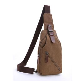 Canvas Chest Pack For Shoulder Or Crossbody Wear (Color: coffee)