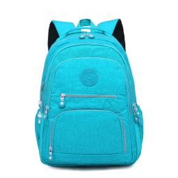 Tegaote Middle School Backpack Nylon Waterproof Large Capacity Simple And Lightweight Computer Bag (Option: Lake Blue-T0989)